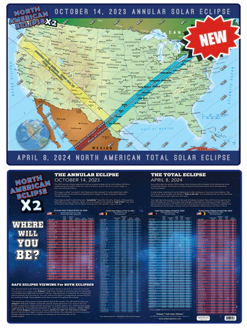 Mapa interactivo del eclipse de 2023 y 2024 (póster)